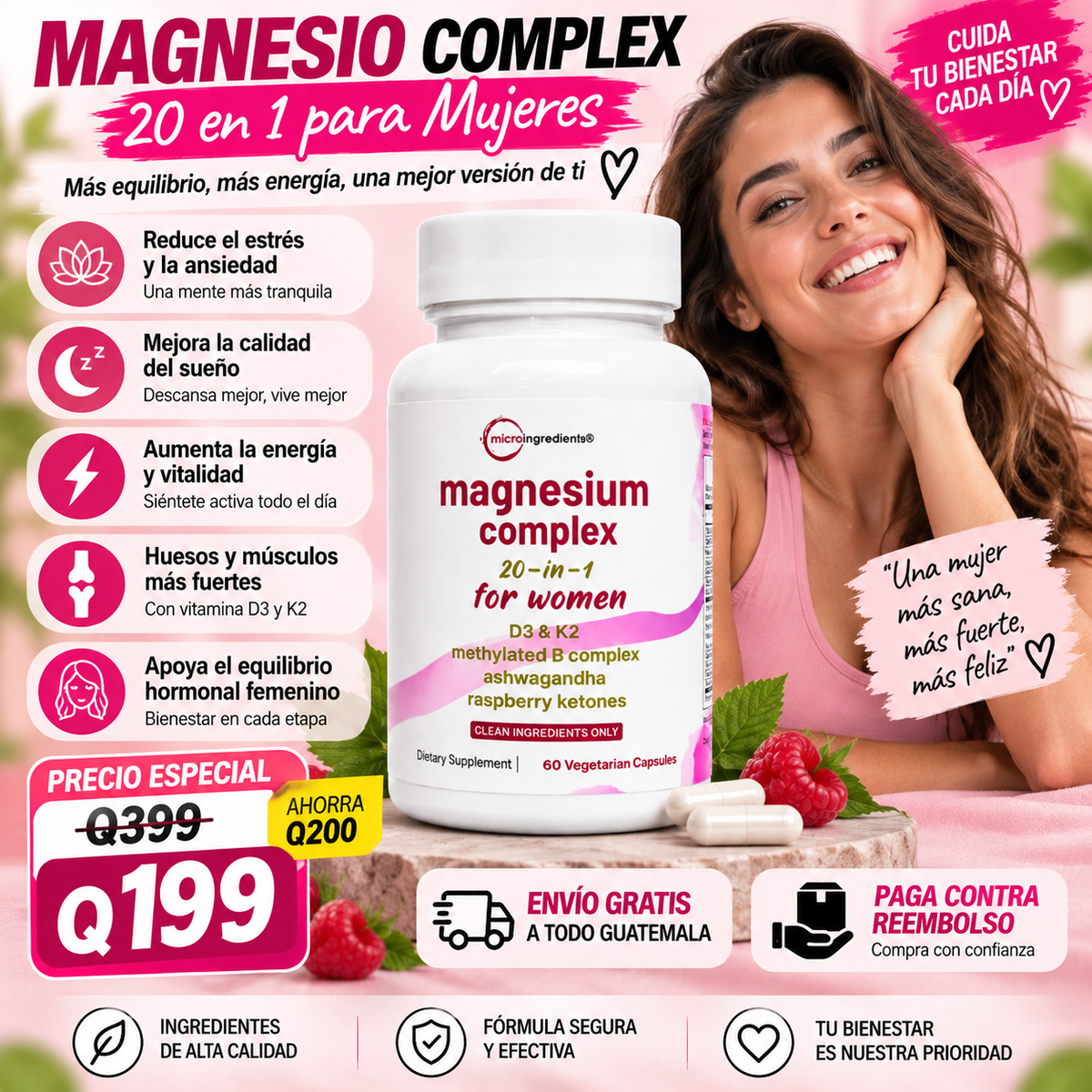 Magnesio Complex 20 en 1 para Mujer – Energía y Bienestar Diario 🌸
