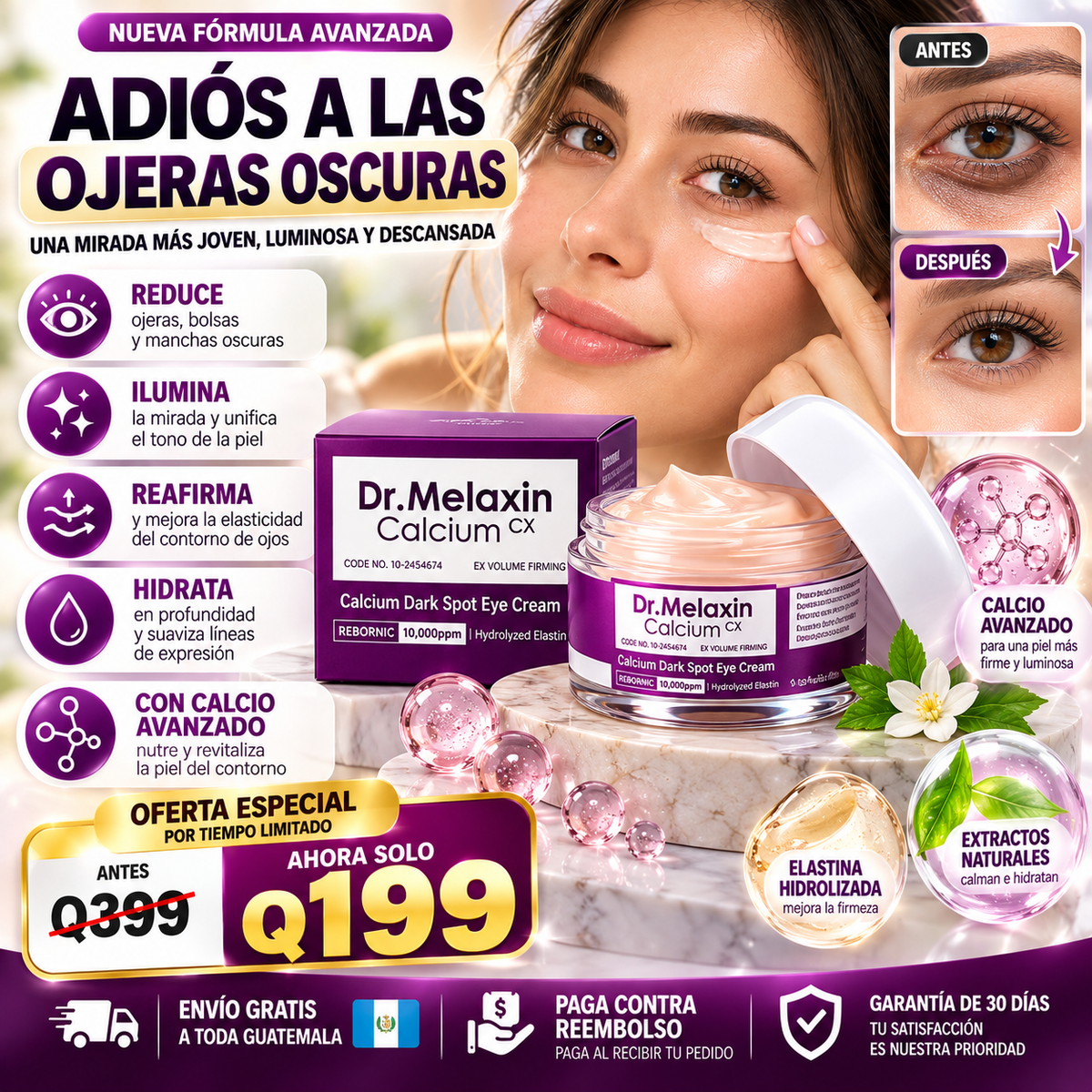 Dr. Melaxin Calcium – Crema para Ojeras y Contorno de Ojos ✨
