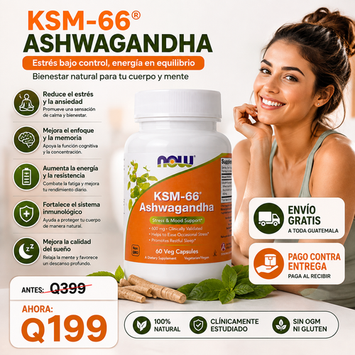 KSM-66® Ashwagandha – Menos Estrés, Más Energía y Bienestar 🌿