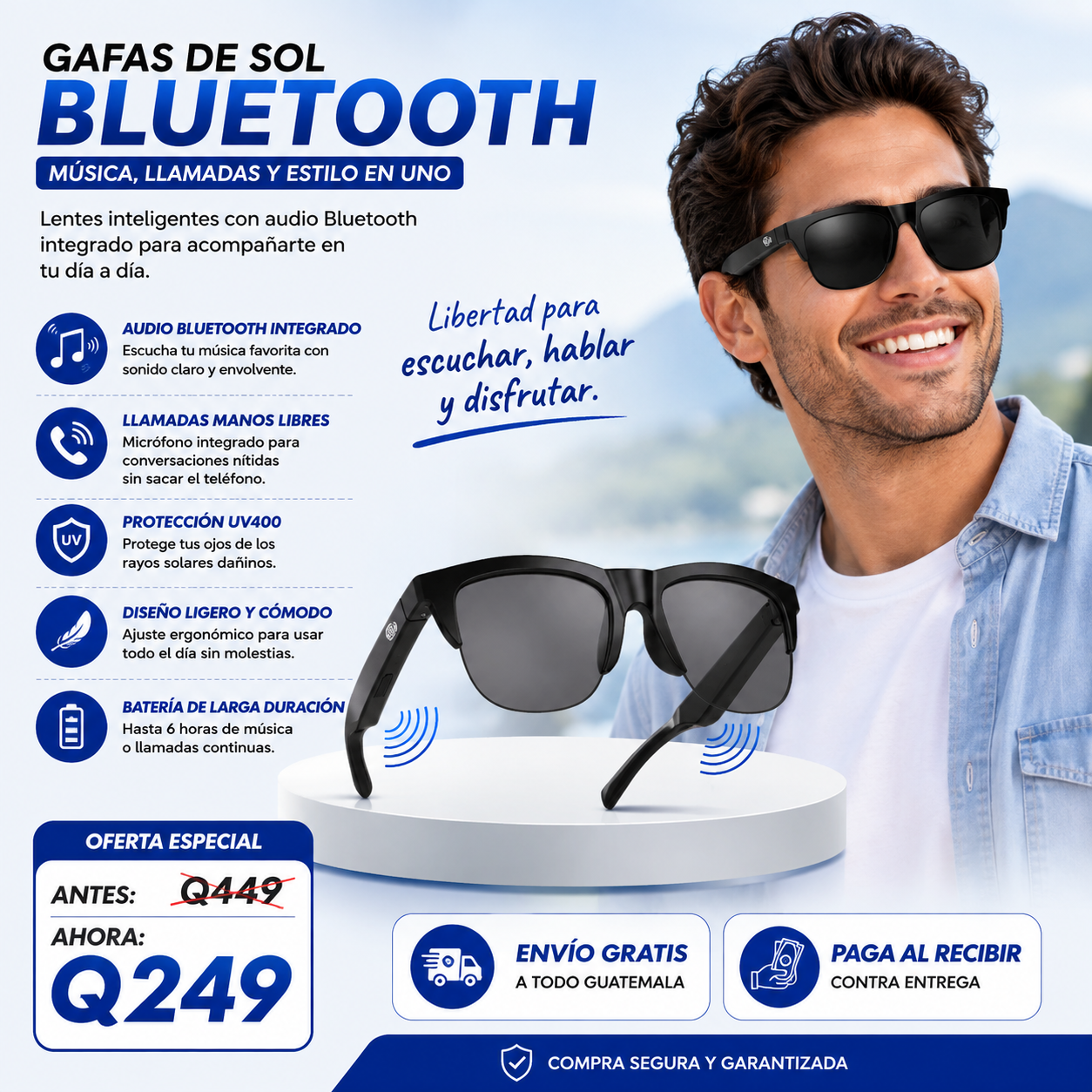 Gafas Bluetooth – Música, Llamadas y Estilo Sin Límites 🕶️